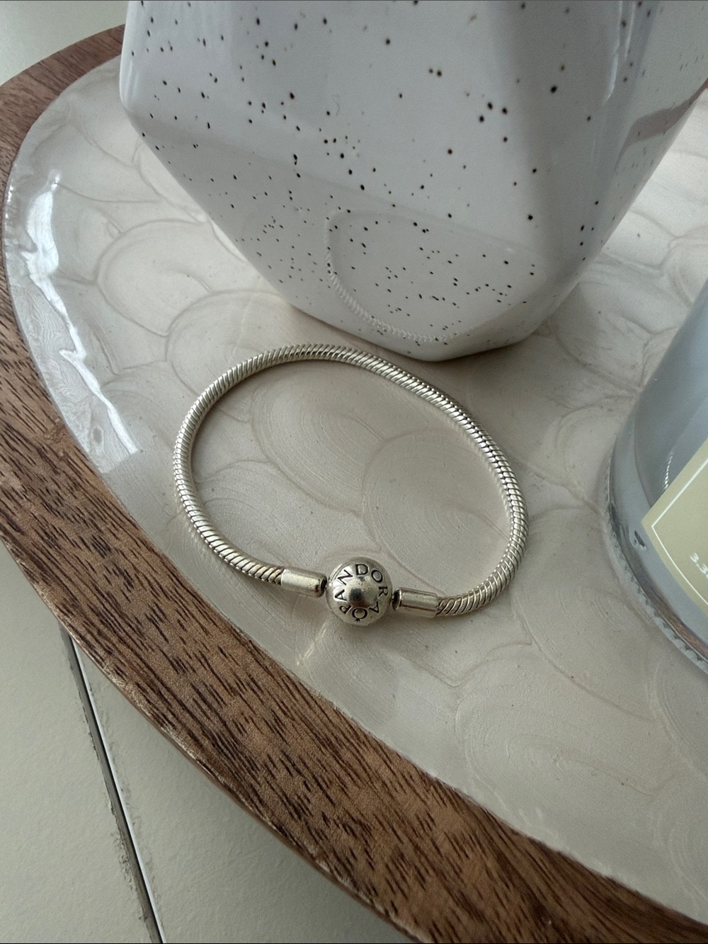 Pandora Silver Snake Chain Bracelet with Branded Ball Clasp - Silver